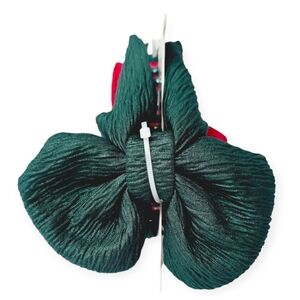 Sunday State Red and Green Bow Hair Clip Set of 2
